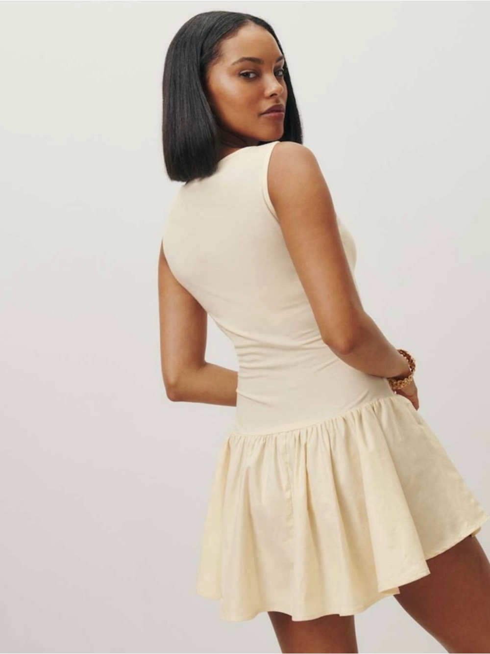 Reformation Defina Knit Mini Dress - Sugar Sz M - Picture 3 of 10